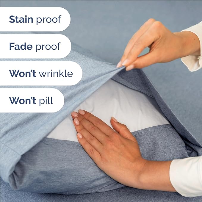 Full 6 Piece Sheet Set - Cooling & Breathable Bed Sheets - Hotel Luxury Bed Sheets for Women, Men, Kids & Teens - Bedding w/Deep Pockets & Easy Fit - Soft & Wrinkle Free - Full Heathered Blue Sheets