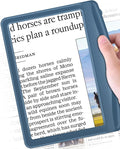 Rechargeable 5X Magnifying Glass for Reading, Large Bright Full Page Magnifier with Light, Handheld LED Dimmable Lighted, Lightweight Book Magnifier for Reading Small Prints Seniors - Blue