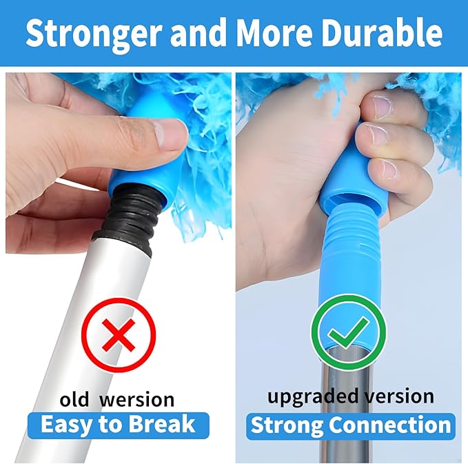 Ceiling Fan Cleaner Duster & Cobweb Duster with Extension Pole 15" -100" Reusable Microfiber Ceiling Fan Blade Cleaner Removable Duster (Blue) for Cleaning High Ceiling Fan Interior Roof Spider Web