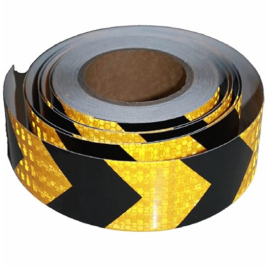 Yellow Black Reflective Tape 2 inch X 66 feet, Outdoor Waterproof Hazard Conspicuity Warning Industrial Marking Tape