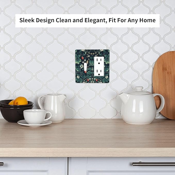 Outlet Covers Strawberry Birds Flowers Plant Morris Floral 1 Toggle 1 Rocker Combination Decorative Wall Plate Electrical Switch Plates Light Switch Cover Plate for Bedroom Farmhouse Decor
