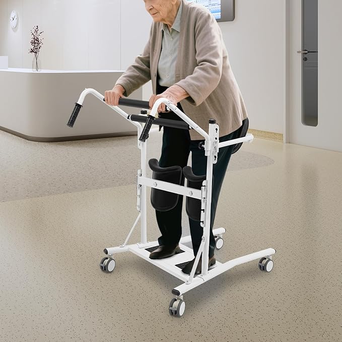 YIYIBYUS Sit to Stand Lift, Stand Assist Lift for Elderly, Patient Lift Chair Transport Unit with Wheels, Standing Transfer Device for Home Care, Height Adjustable