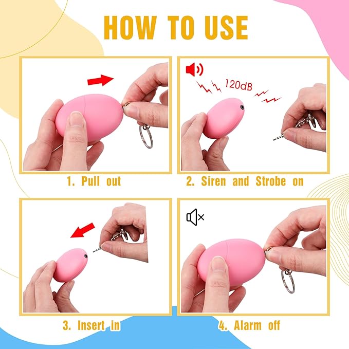 8 Pcs Personal Safety Alarm for Women 120db Loud Sound Personal Siren Self Defense Keychain for Women Elderly Joggers Night Workers