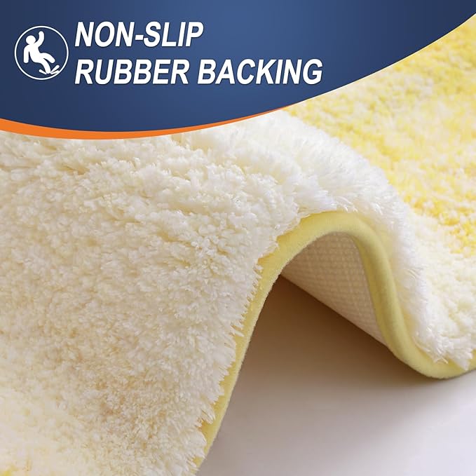 OLANLY Bathroom Rug Set 2 Piece, Soft Absorbent Microfiber Bath Rug Set, Non-Slip, Machine Wash Dry, Plush Shaggy Bath Mats for Bathroom (47"x20"+24"x16", Yellow)