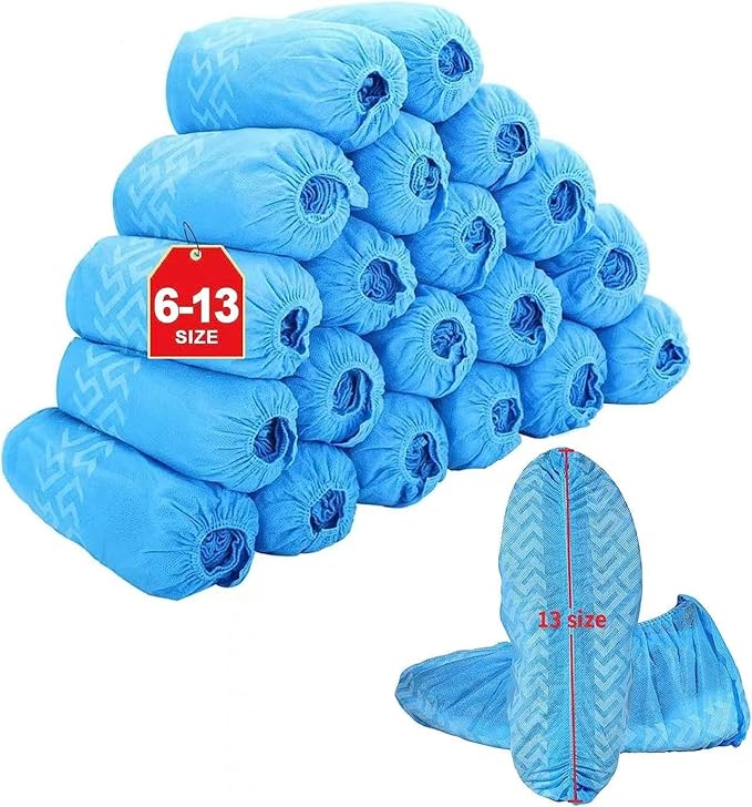 X-Large Shoe Covers Disposable 200 Pack (100 Pairs),Fit Shoe Sizes to Men's 13, Non-Slip, Durable, Indoor