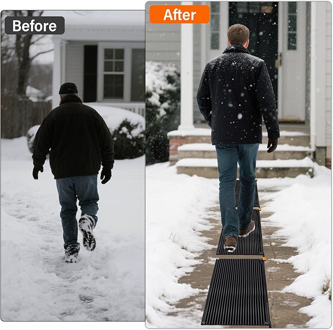 Snow Melting Mats Outdoor 30 x 48 inch, Non-Slip Heated Outdoor Mats 405W 120V, Heated Driveway Mats with UL and ETL Certificate Power Cord, Suitable for Most Entryways