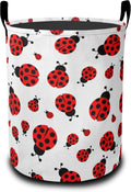Cute Red Ladybugs Laundry Hamper Large Canvas Fabric Lightweight Storage Basket/Dirty Clothes Collapsible Waterproof for College Dorms, Boys and Girls Bedroom,Bathroom