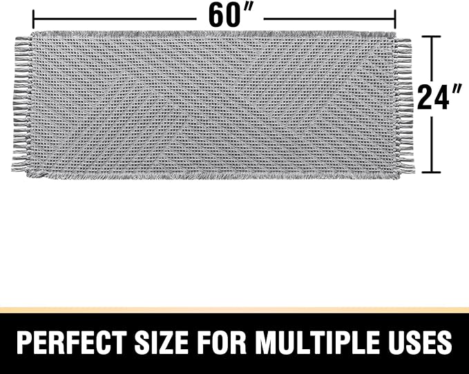 H.VERSAILTEX Waffle Bath Runner Rug Long Bath Mat Super Absorbent Boho Bath Rugs Non Slip Bath Runner for Bathroom Floor Machine Washable Dry Fast Bathroom Rugs with Tassels, 24" x 60", Dove