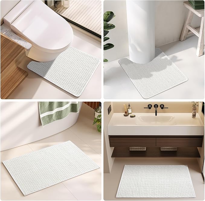 Bathroom Rugs Non Slip Washable, Super Absorbent Thin Bath Mat Small Quick Dry Low Pile Bathroom Rug, White 20"x30"