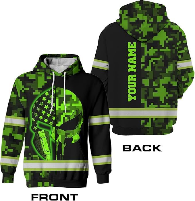 US Flag High Visibility Hoodie for Men Reflective Hoodie Safety Workwear for Worker Runner Patriotic ACC02