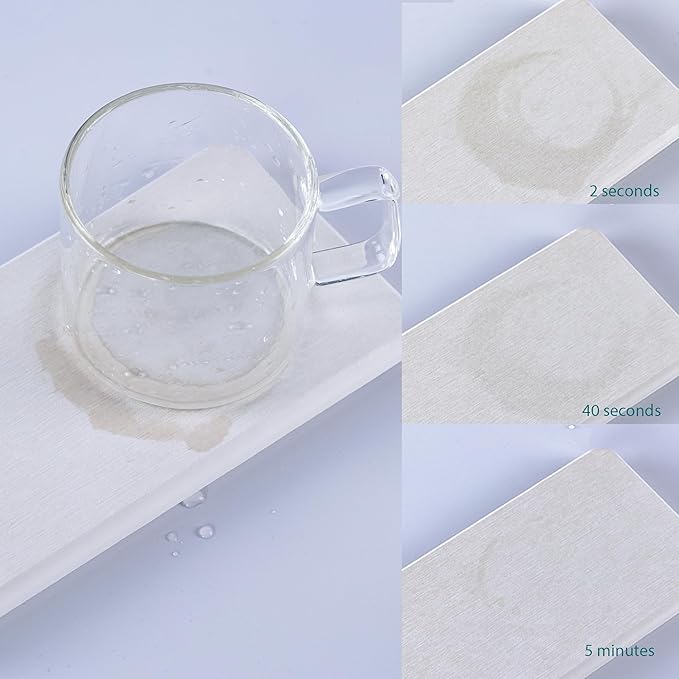 2 Pcs Water Absorbing Stone Trays, Kitchen/Bathroom Sink Soap Dish, Diatomite Tray Used for Hand Soap & Cosmetic Bottles in The Modern Home, 3.54" W x 9" L, White