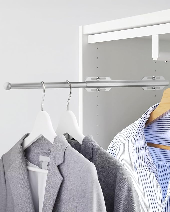 Valet Rod for Closet Pull Out, 12" Adjustable extending closet rod, Standard Retractable closet rod organization rack, Valet Clothing Hanger Rods Extender for Wardrobe Laundry Bathroom (Starry Silver)