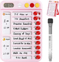 Magnetic Chore Chart for Kids with Time Timer, 99-Min Countdown/Up Visual Timer, Dry-Erase Reward Chart with Sliders, to Do List & Routine Checklist, Visual Schedule, Autism/ADHD Tools (Pink)