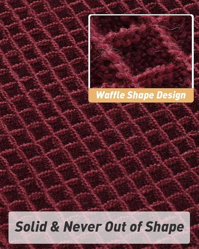 Upgraded Christmas Waffle Bath Mat, Super Absorbent Non Slip Bath Mats for Bathroom Floor, Machine Washable Bathroom Rugs with Tassels, Rubber Backed Bathroom Mats, Ultra Soft, 24" x 36", Burgundy