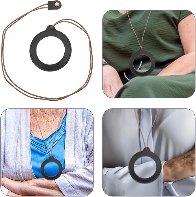 Vintage 5X Magnifier Pendant Necklace with Black Protective Case, Portable Neck Hanging Reading Aid for Elderly, Handheld Book Magnifier for Low Vision and Daily Use