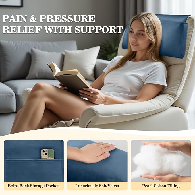 Recliner Headrest Pillow, Adjustable Neck & Head Support Pillow, Soft Velvet Non-Slip Headrest for Recliner, Couch, Chair, Sofa