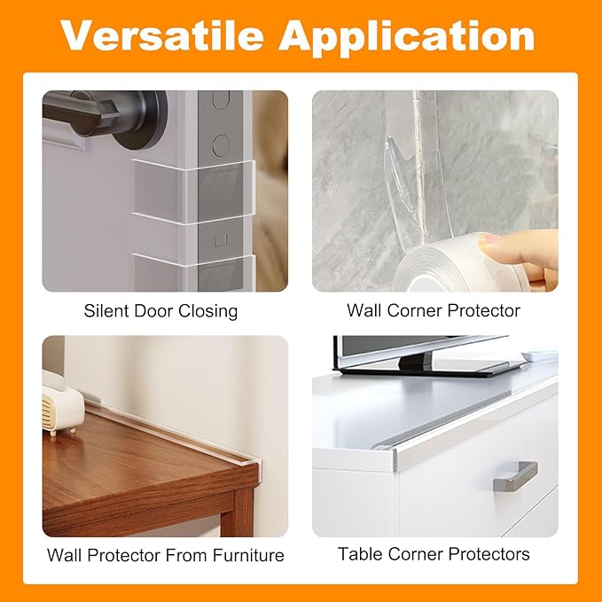 3 Pack Clear Soft Corner Protectors for Furniture Strip,2 in x 9.84 FT,Sharp Edge & Table Bumper,Window Edge,Wall Protector, Soft Corner Guards Safe for Proof,Table Corner Protectors in Family