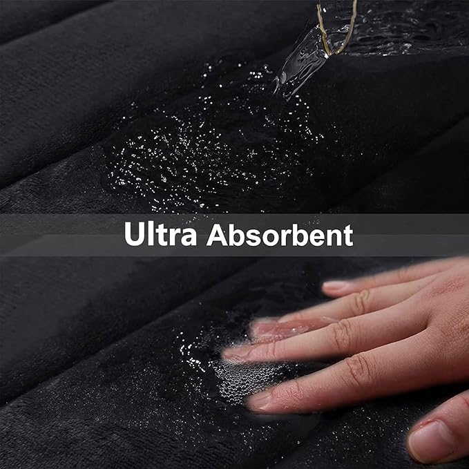 Buganda Memory Foam Bath Mat, 44" x 24", Ultra Soft and Non-Slip Bathroom Rugs, Water Absorbent and Machine Washable Bath Rug Runner for Bathroom, Shower, and Tub, Black