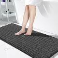 Yimobra Bathroom Runner Rug 60x24 Inch - Extra Long Non Slip Chenille Bath Mat, Soft & Absorbent, Machine Washable Shaggy Hallway Carpet for Vanity Tub Shower, Dark Gray Home Decor Accessories