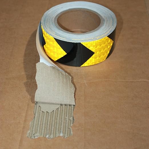 Yellow Black Reflective Tape 2 inch X 66 feet, Outdoor Waterproof Hazard Conspicuity Warning Industrial Marking Tape
