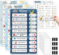 3 in 1 Bedtime/Morning/Daily Routine Chart for Kids, Magnetic Chore Chart for Kids, Visual Schedule for Kids Toddlers for to Do List