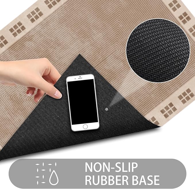 Ultra Thin Door Mat Indoor Entrance, 1/10 in Thin Door Mats for Inside Entry, Non-Slip Rubber Backing Washable Doormat, Fade Resistant, Absorbent, Low Profile Dirt Trapper, 30"X17"