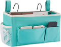 YOUDENOVA Bedside Caddy with 5 Pocket, Bedside Storage Organizer for College, Dorm Bed, Bunk Bed, Green