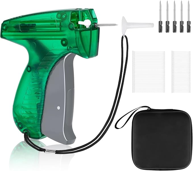BEVTEE Tagging Gun for Clothing, Green Tag Gun Kit with 5 Needles, 1120 Barbs Fasteners & 1 Hard EVA Case, Durable and Easy to Use Tagging Tool for Clothes, Fabric, Retail Price Tags and DIY