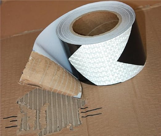 Black White Reflective Tape Outdoor Waterproof 3 inch X 166 feet, High Visibility Hazard Conspicuity Safety Industrial Marking Tape