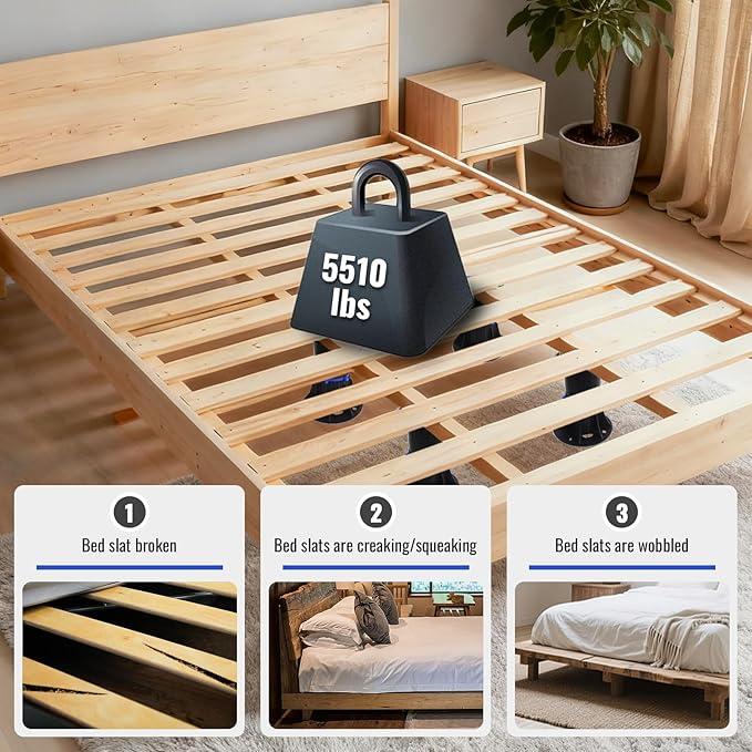 YHK 4PCS Adjustable Height Bed Support Legs 8.4-13.5 inch, Bed Frame Support Legs for Bed Slat, Bed Support Reinforcement Parts Bed Frame Support Replacement
