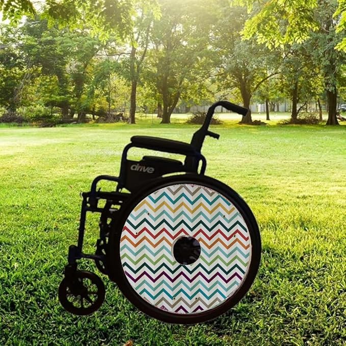 18 inches Wheelchair Wheel Covers Designer Cover for Wheelchair Wheels,Easy Install/Remove, Lightweight, New Matt Finish (Special Glow in The Dark Zigzag Pattern)