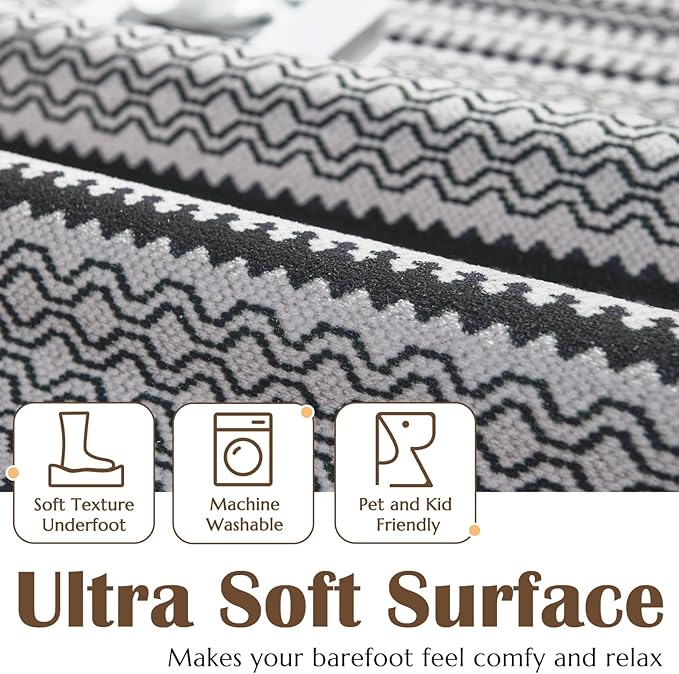 jinchan Moroccan Runner Rug 2x6 for Hallway - Geometric Honeycomb Modern Geometric Machine Washable Soft Ultra-Thin Non-Slip Carpet for Kitchen Bedroom Laundry Room (2x6ft, Black)