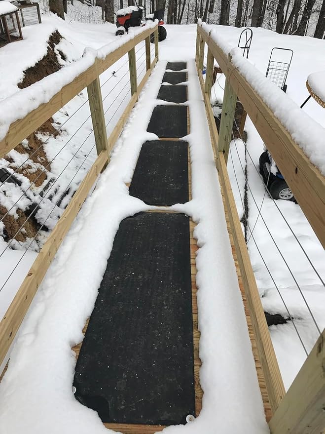 HeatTrak Heated Snow Melting Mat with Power Unit - Heated Outdoor Mats for Walkways - Electric Snow Melting Mats for Decks and Sidewalks - No-Slip Snow and Ice Melt Heated Sidewalk Mat (20” x 60")