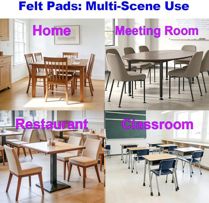 No Lost Pads! Felt Chair Leg Glides for Hard Floors – Easy Glide, Scratch Protection, Chair Feet, Not Adhesive Backing | 25mm (1") Round, 80 Pcs