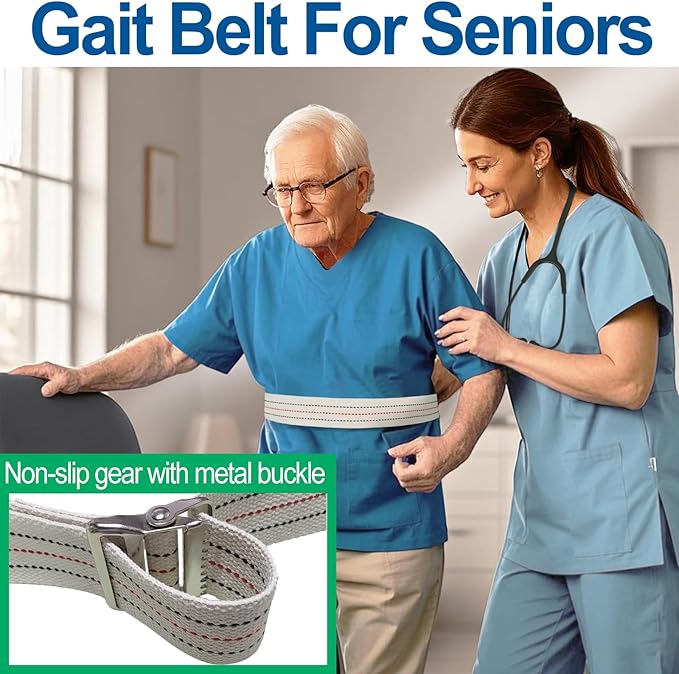 Aliseniors 5 Pack Transfer and Gait Belt with Metal Buckle - 60 Inch, Standing and Transfer Walking Assist Aid for Seniors, Elderly Patients, Caregiver, Nurse, Therapist