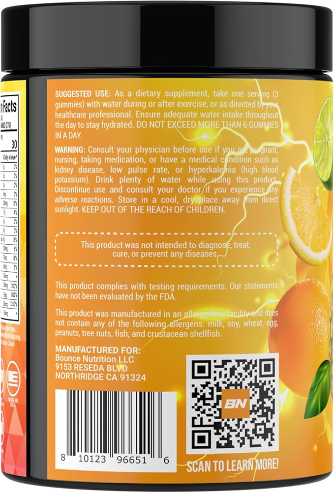 Bounce Pro Hydration Electrolyte Gummies – 51 Vegan Chewable Gummies with Sodium, Potassium & Magnesium for Running, Workouts & Endurance – No Sugar, Caffeine Free Electrolyte Chews, Pina Colada