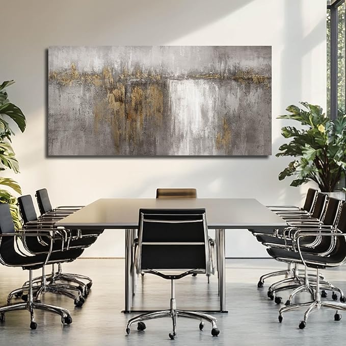 Artexist Gold And Gray Art Abstract Wall Art Canvas Photos Print Pictures for Living Room Vintage Artwork Grey Wall Decor 29"x58"