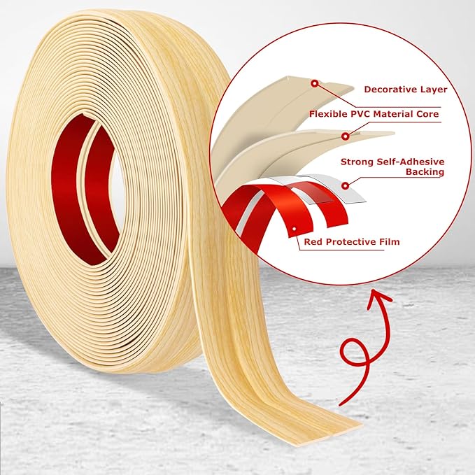 Flexible Wall Corner Protector Moulding Trim Peel and Stick Wall Corner Guards Edge Protector Self Adhesive Molding Trim Strip for Edge Ceiling (Original Wood Grain, 0.8 in x 40 Ft)