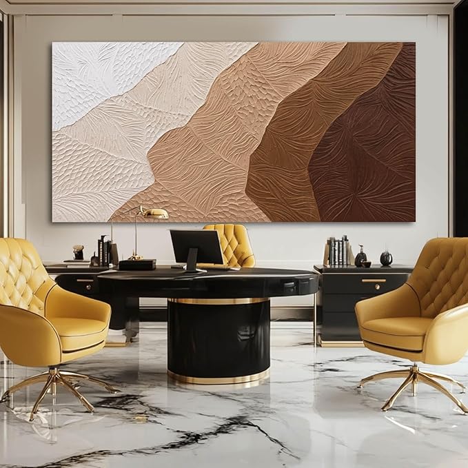 SOUGUAN White and Brown Home Wall Decor Textured Large Canvas Wall Art Contemporary Art Painting 29"x58" Artwork for Living Room Office