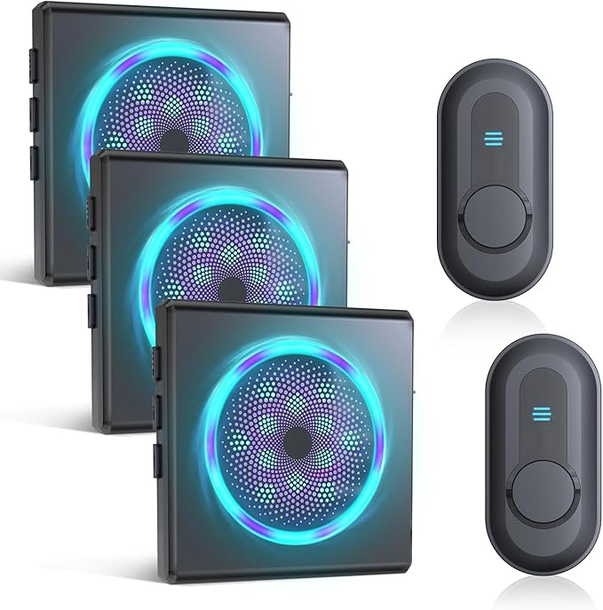 CallToU Hearing Impaired Doorbell with Strobe Light & 55 Melodies, 1000ft Long Range Wireless Door Bell for Elderly/Senior Adjustable Volume, IPX5 Waterproof Call Buttons 2 + Plug-in Receivers 3
