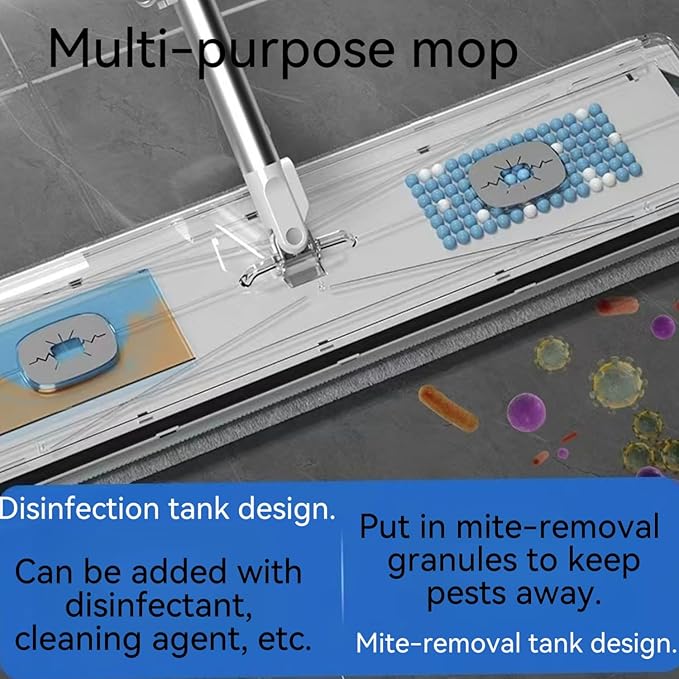 Microfiber Mop Large Flat Mops for Floor Cleaning 4 Reusable Washable mop Pads Hardwood Cleaning System Wet and Dust Mop with 61 in Long Stainless Steel Handle