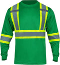 FONIRRA Hi Vis Shirts for Men Reflective ANSI Class 2 Safety Long Sleeve High Visibility Work Construction T Shirts Green