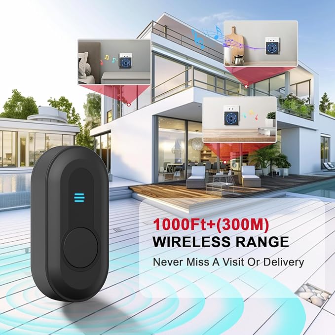 CallToU Hearing Impaired Doorbell with Strobe Light & 55 Melodies, 1000ft Long Range Wireless Door Bell for Elderly/Senior Adjustable Volume, IPX5 Waterproof Call Buttons 2 + Plug-in Receivers 3