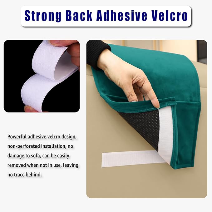 Velvet Recliner Head Pillow with Non-Slip Base - Adjustable Neck Support for Pain Relief in Home, Office and Travel (Teal)