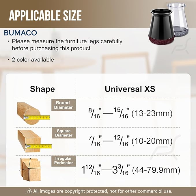 40 Pack Extra Small Chair Leg Floor Protectors Silicone Covers to Protect Floors Universal XS Clear Fit (8/16"-15/16")
