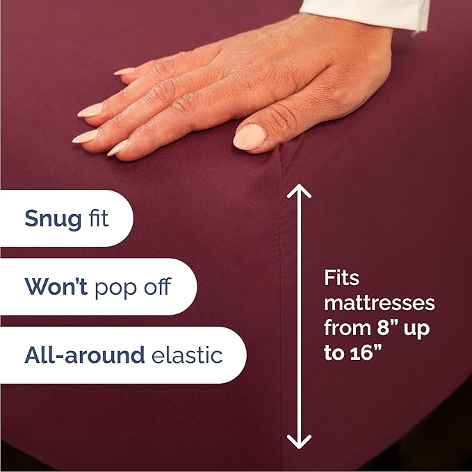 Queen 6 Piece Sheet Set - Cooling & Breathable Bed Sheets - Hotel Luxury Bed Sheets for Women, Men, Kids & Teens - Bedding with Deep Pockets & Easy Fit - Soft and Wrinkle Free - Queen Burgundy Sheets
