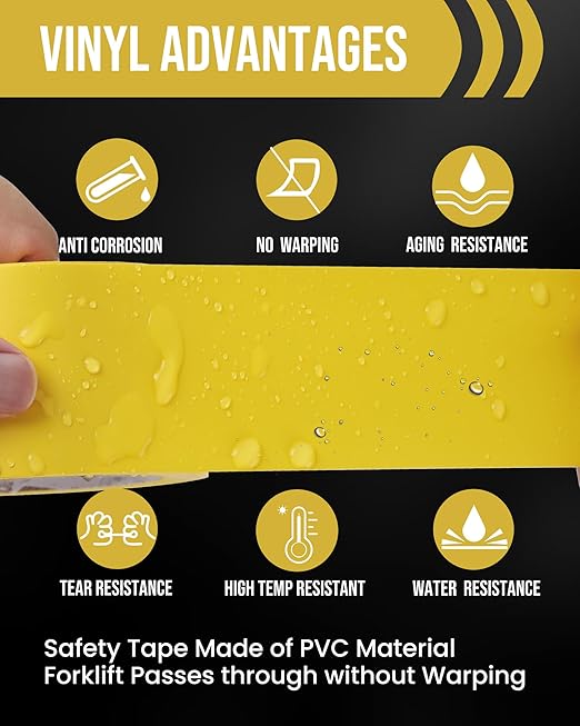 Lichamp 6 Rolls Vinyl Tape, Premium Safety Marking and Traffic Floor Marking Tape, Bundling, Social Distancing, 4 Inch x 36 Yards per Roll, 216 Total Yards, Yellow