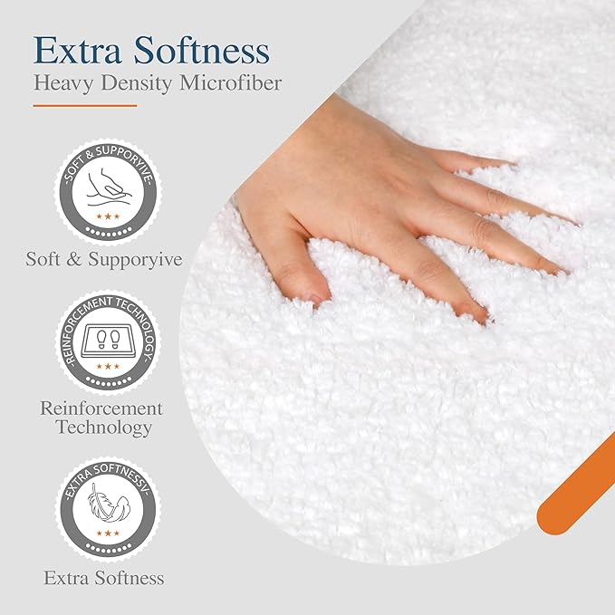 Walensee Bath Rug for Bathroom Non Slip Bathroom Mat (20 x 32, White) Water Absorbent Soft Microfiber Shaggy Bathroom Rug Machine Washable Bath Mat