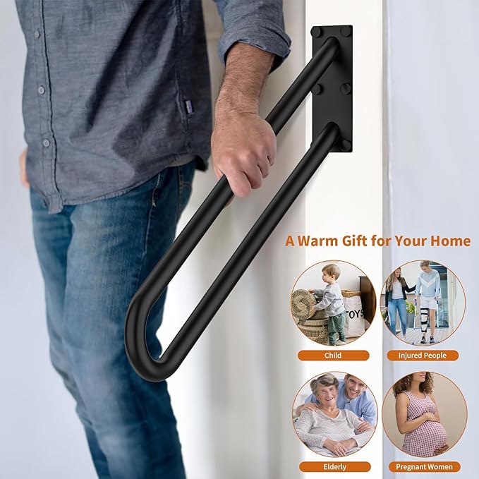28 Inch Stainless Steel Handrail for 1-5 Steps - 1.25" Tube,ZUEXT U Shaped Oil Rubbed Black Safety Grab Bar for Stairs,Wall Mounted Hand Railing for Outdoor Garage Entry Interior Exterior Stairway