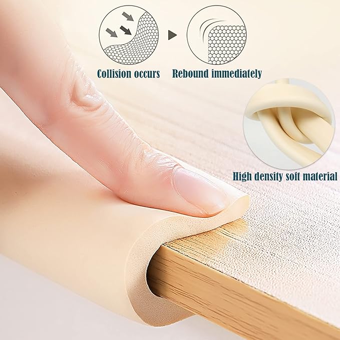 4M U Shape Edge Protectors for Glass Coffee Table,Foam Baby Proofing Safety Bumper Guard Strip,Corner Protectors for Kids,Suitable for Furniture Fireplace Desk Worktop (Milky White)